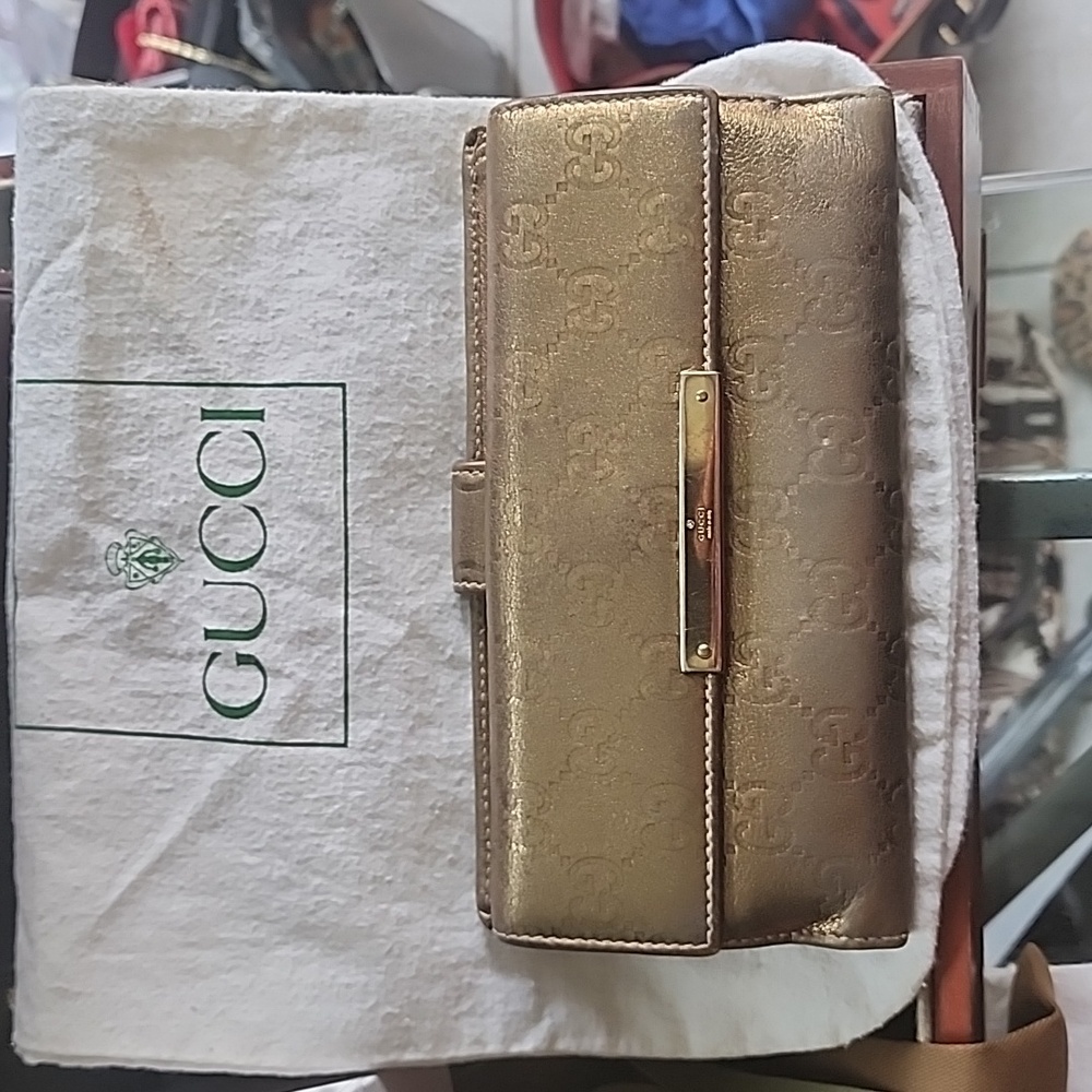 🔥🔥🔥Vintage GUCCI 1 DAY SALE Leather Metallic wallet
